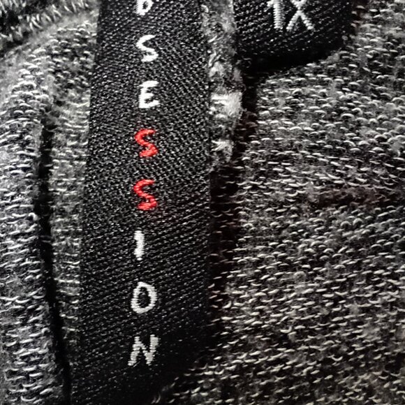 OBSESSION Women's Tunic Tops 1X Heather Gray Polyester Spandex Casual - Picture 4 of 4